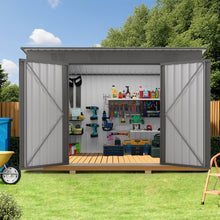 Load image into Gallery viewer, Outdoor Storage Shed, Tool House With Sloping Roof, 6 Vents And 2 Swing Doors For Backyard - Gray

