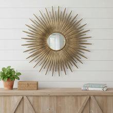 Load image into Gallery viewer, 28" Sunburst Iron Framed Accent Mirror - Gold
