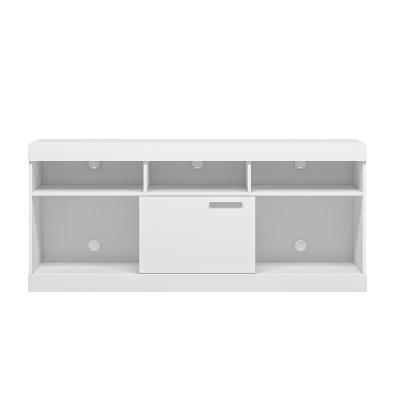 Wood Enclosed Open Storage TV Stand - White