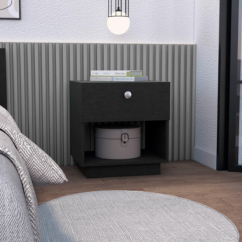 Wood One Drawer Nightstand (518164) - Black