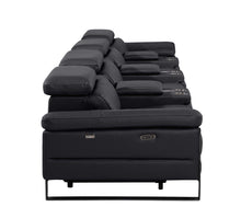 Load image into Gallery viewer, Top Grain Leather Reclining Metal USB Sofa (720350) - Black
