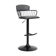 Load image into Gallery viewer, Faux Leather With Metal Swivel Low Back Adjustable Height Bar Chair - Gray And Black
