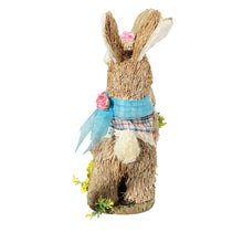 Load image into Gallery viewer, Straw Rabbit Easter Easter Bunny Figurine - Blue / Pink / Brown
