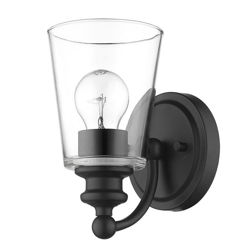One Light Glass Shade Wall Sconce - Matte Black