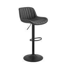 Load image into Gallery viewer, Faux Leather Swivel Low Back Adjustable Height Bar Chairs With Footrest Steel 42" (Set of 2) - Black
