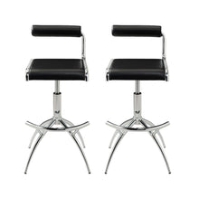 Load image into Gallery viewer, Faux Leather And Metal Low Back Adjustable Height Bar Chairs (Set of 2) - Black And Silver
