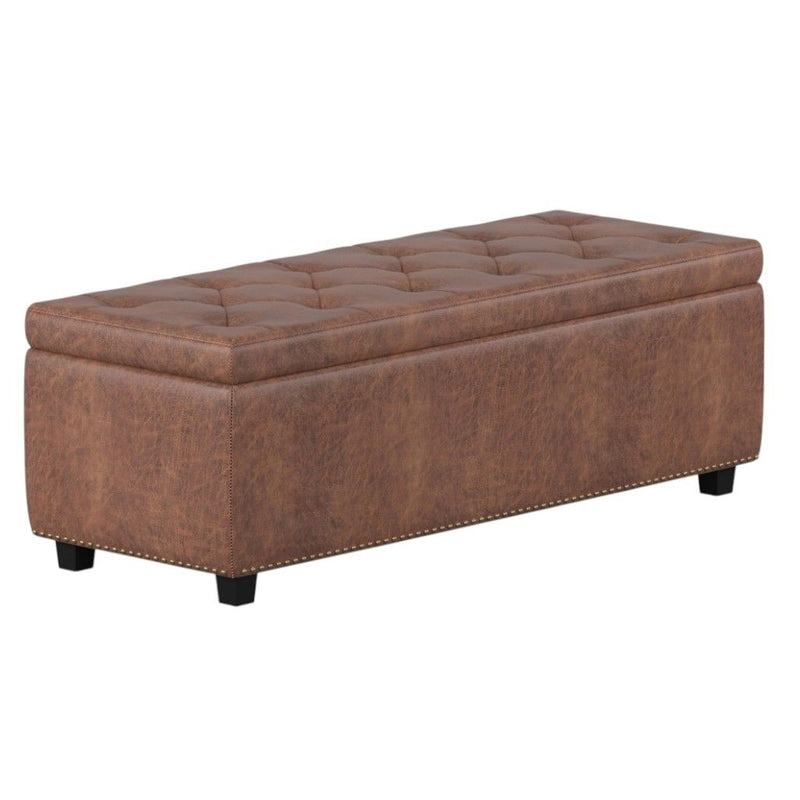 48" Upholstery Storage Ottoman - Dark Brown / Brown