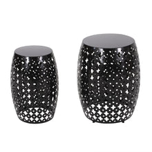 Load image into Gallery viewer, Modern Outdoor Metal End Table Set With Durable Iron Frame - Black
