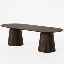 Load image into Gallery viewer, 86" Solid Wood Double Pedestal Base Oval Dining Table - Walnut
