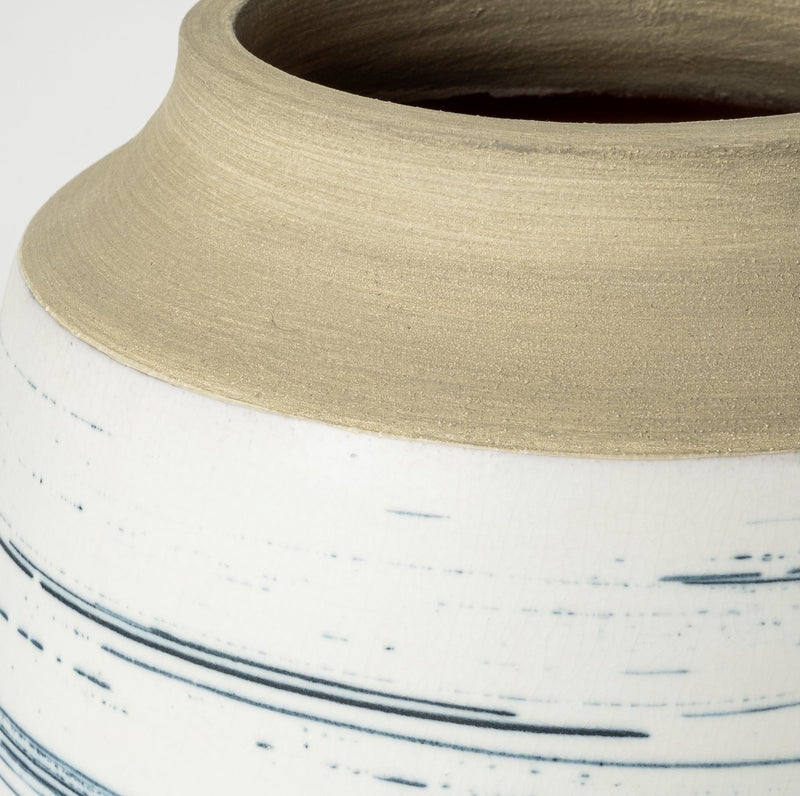 Abstract Cylinder Table Vase - White / Blue / Sand