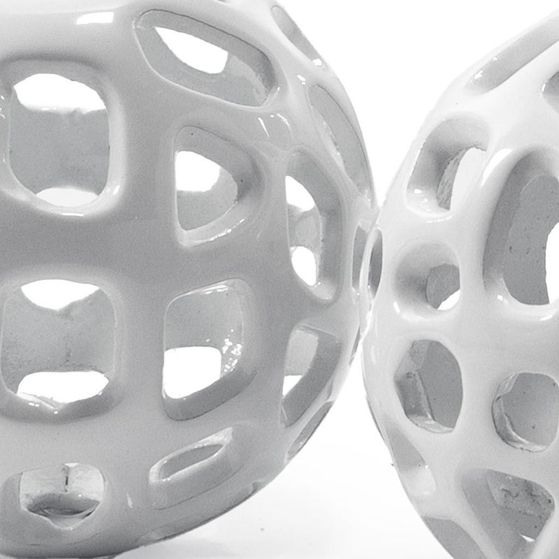 Hand Painted Decorative Orbs (Set of 2) - White