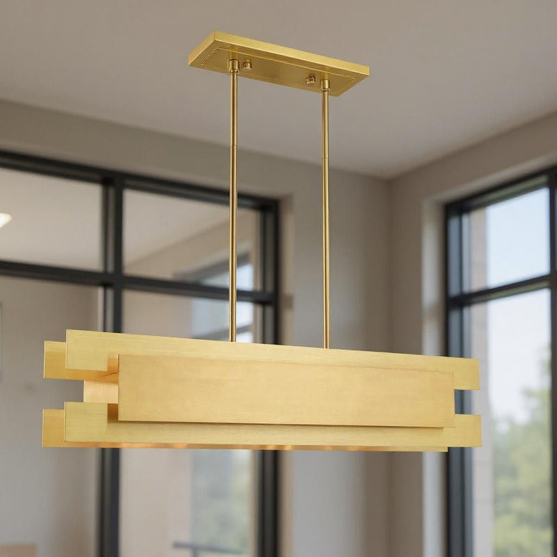 17" Four Light Dimmable Chandelier With Shades - Brass
