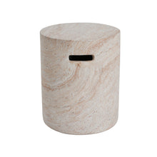 Load image into Gallery viewer, Modern Concrete Side Table With Travertine, Indoor / Outdoor Use - Beige
