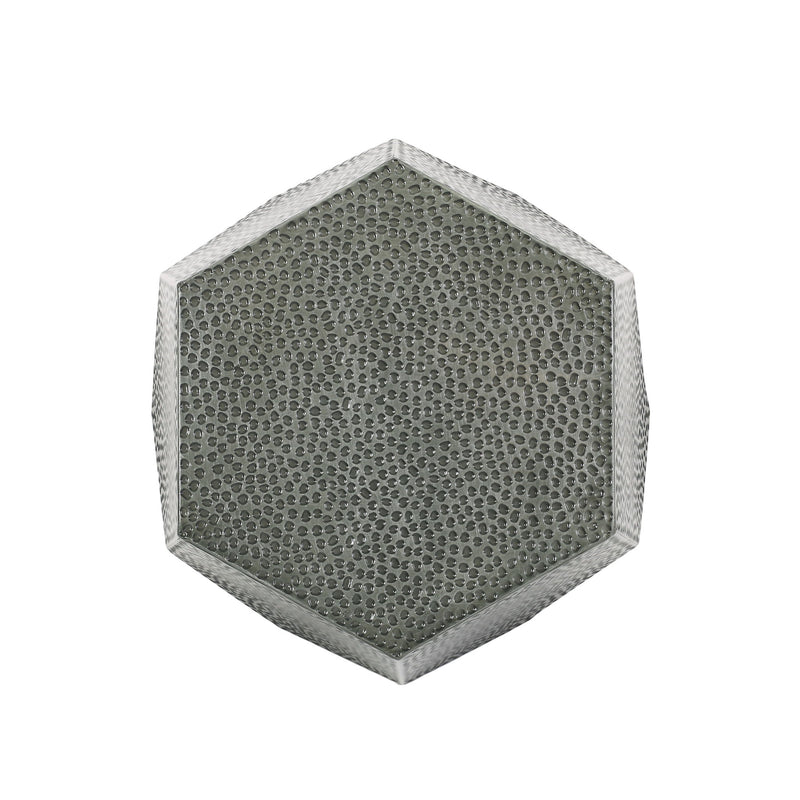 Iron Hexagonal Pedestal End Table - Silver