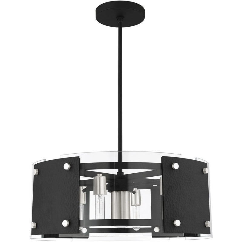 18" Seven Light Dimmable Chandelier With Shades - Black