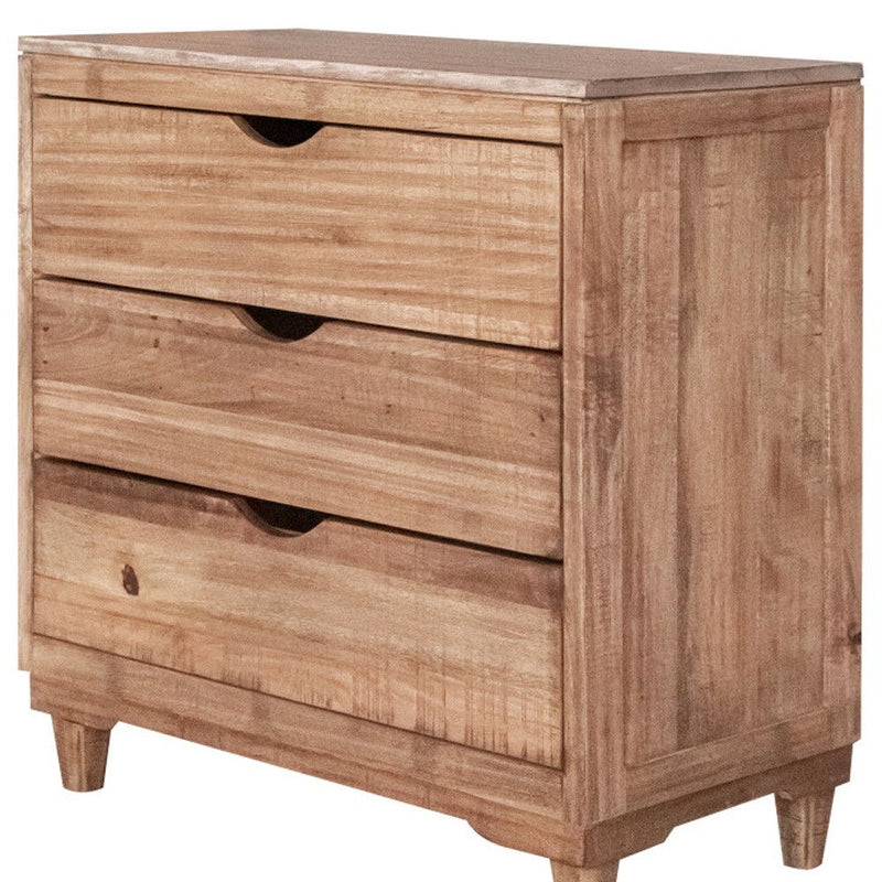 Solid Wood Three Drawer Chest - Natural