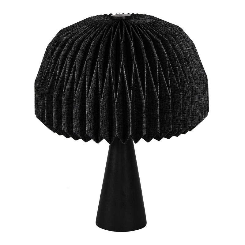 Ribbed Geometric Bedside Lamp With Dome Shade - Black