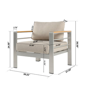Cora - Outdoor Aluminum Club Chair - Silver / Beige