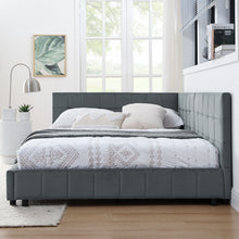 Load image into Gallery viewer, Mid-Century Storage Upholstered Tufted Bed Frame With Backrest And Armrests
