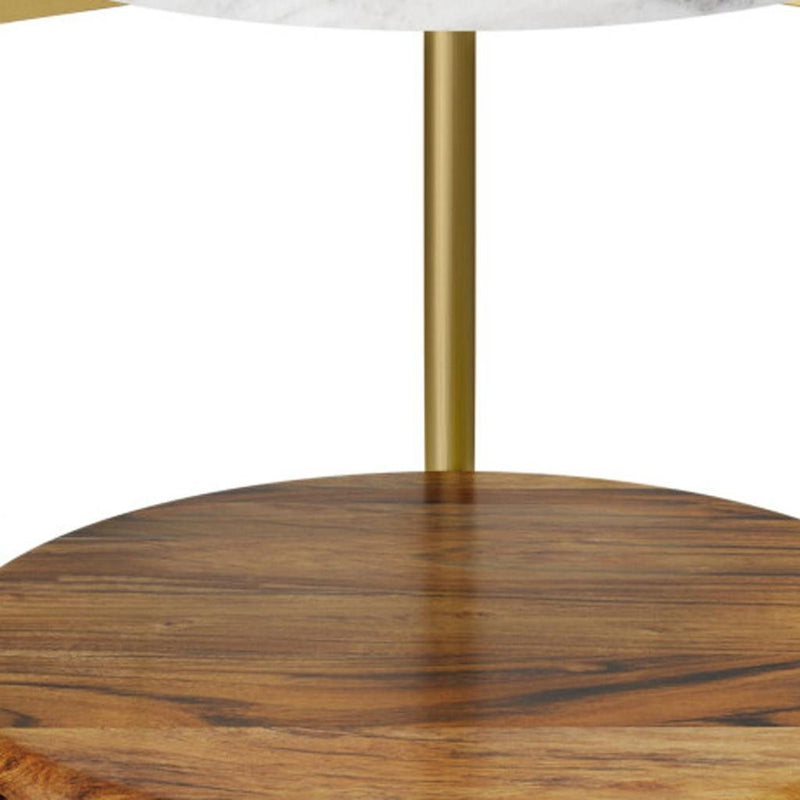 23" Iron Round End Table - White