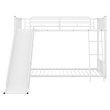 Load image into Gallery viewer, Metal Bunk Bed with Slide, Twin over Twin, White
