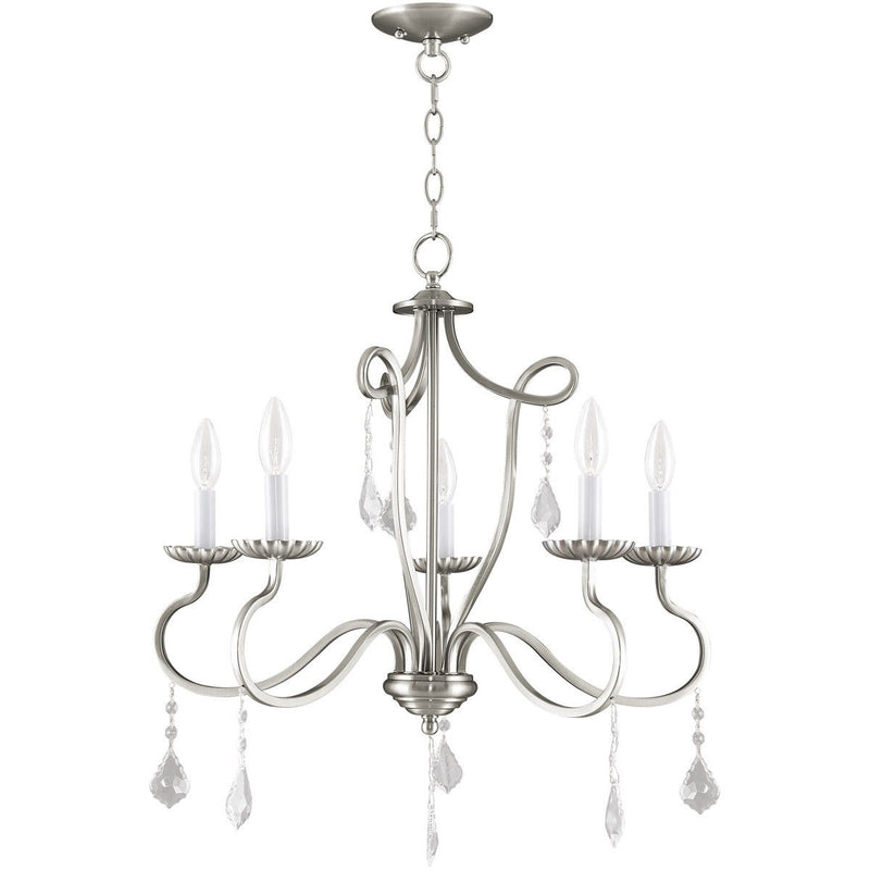Five-Light Dimmable Chandelier With Shades - Nickel