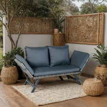 Load image into Gallery viewer, 1 Pieces Patio Wicker Side Foldable Bench Patio Backyard Conversation Bench Gray Wicker - Dark Gray
