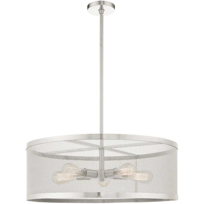 18'' Five Light Dimmable Chandelier With Shades - Nickel