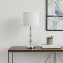 Load image into Gallery viewer, 21" Bedside Table Lamp With White Drum Shade - Silver
