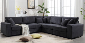 Oversized  Length117.2''*Width 117.2'' Modular Sectional Sofa Couches Set ,Corduroy Upholstered Deep Seat Comfy Sofa For Living Room,Dark Gray