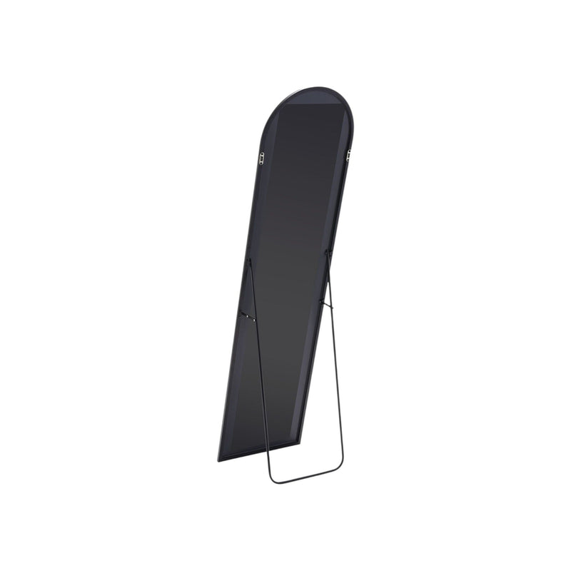 59" Metal Arch Wall Mounted Leaning Or Freestanding Framed Full Length Mirror - Black