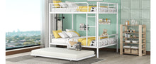 Load image into Gallery viewer, Full Over Full Metal Bunk Bed with Trundle, White
