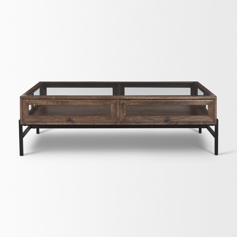 Mirrored Frame Coffee Table (727835) - Clear / Black