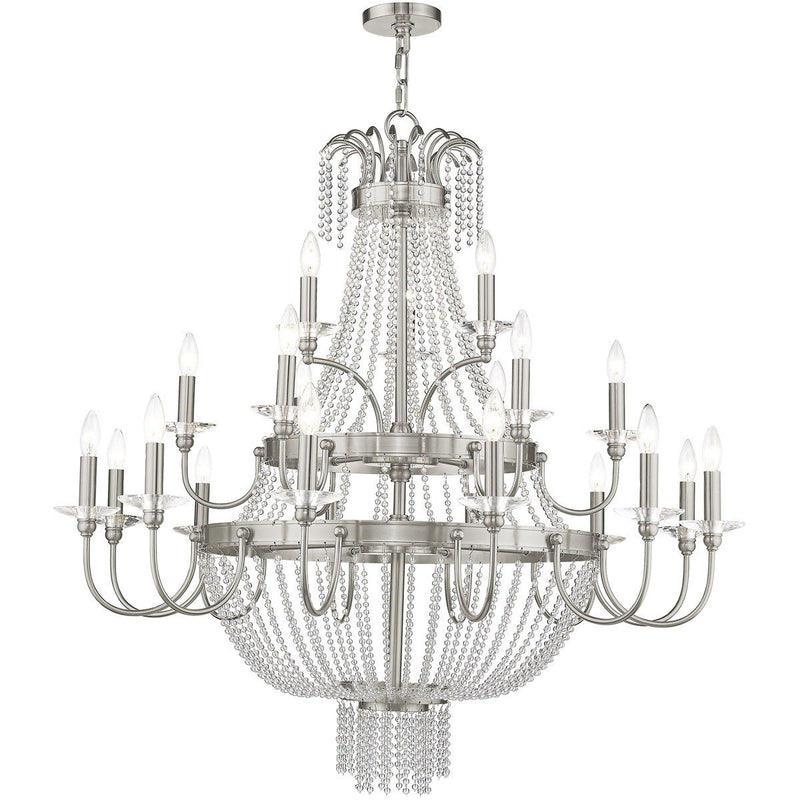 43" Multi Light Dimmable Chandelier With Shades - Nickel