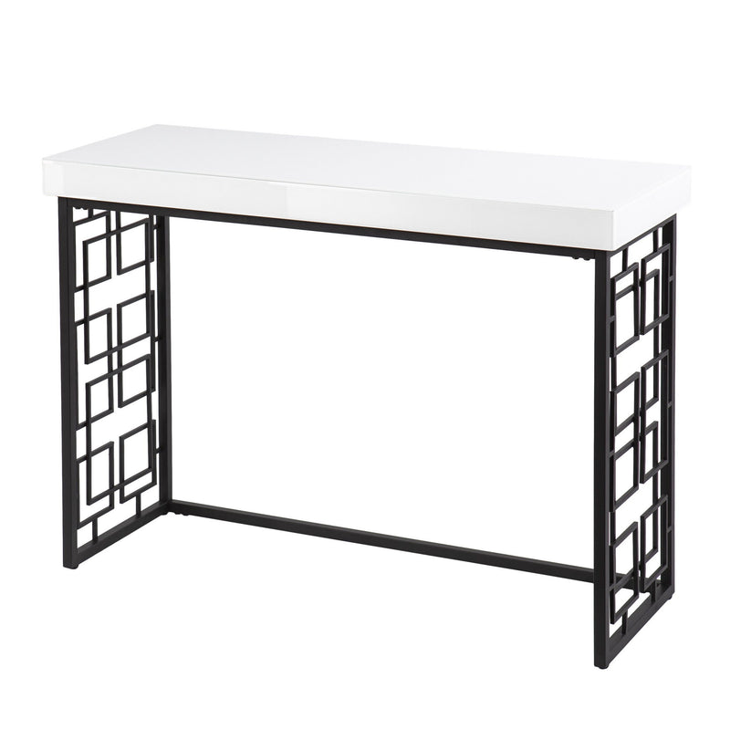 Glass Sled Console Table - White / Black
