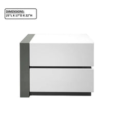Load image into Gallery viewer, Nightstand Bedside Table With 2 Drawer For Bedroom - White / Silver
