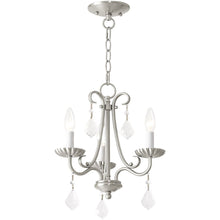 Load image into Gallery viewer, Three Light Metal Dimmable Chandelier With Shades - Nickel / Clear
