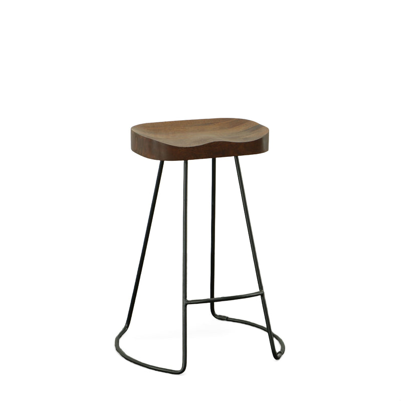 25" Steel Backless Counter Height Bar Chairs (Set of 2) - Chestnut And Black