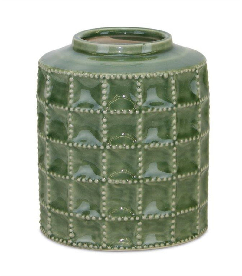 Geometric Cylinder Table Vase - Green
