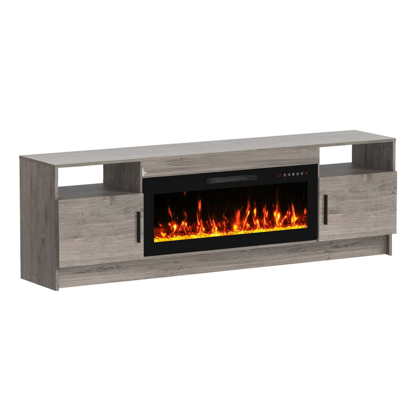 Wood Fireplace Entertainment Center With Fireplace - Gray