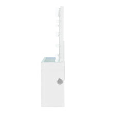 Load image into Gallery viewer, 62" Wood And Glass Six Drawer Vanity Table With Mirror Seating And Lights - White
