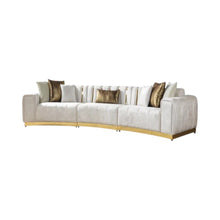 Load image into Gallery viewer, Velvet Curved Three Piece Sectional With Toss Pillows - Gold / White
