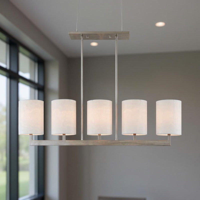 22'' Five-Light Dimmable Chandelier With Shades - Nickel