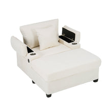 Load image into Gallery viewer, Fabric Sofa Bed With Cupholders And USB Charging Ports Chair For Living Room
