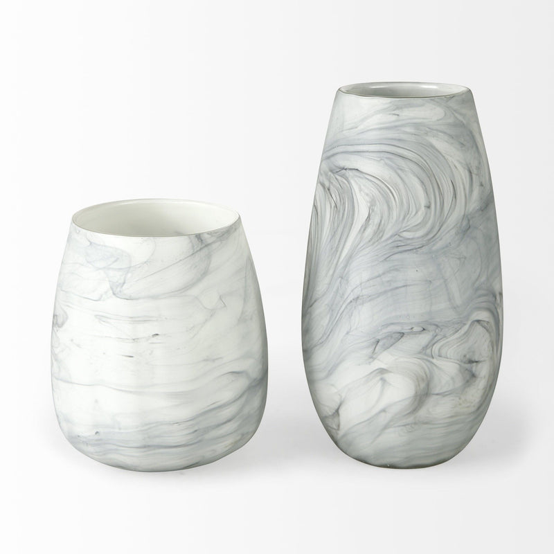 Abstract Cylinder Table Vase (397561) - Gray / White
