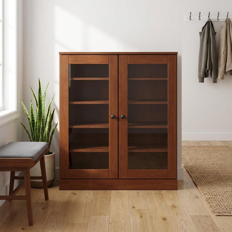 Twenty Pair Solid Woodshoe Storage Cabinet (752331) - Coffee