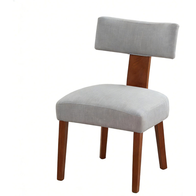 Linen Solid Wood Dining Side Chairs (Set of 2) - Gray / Brown
