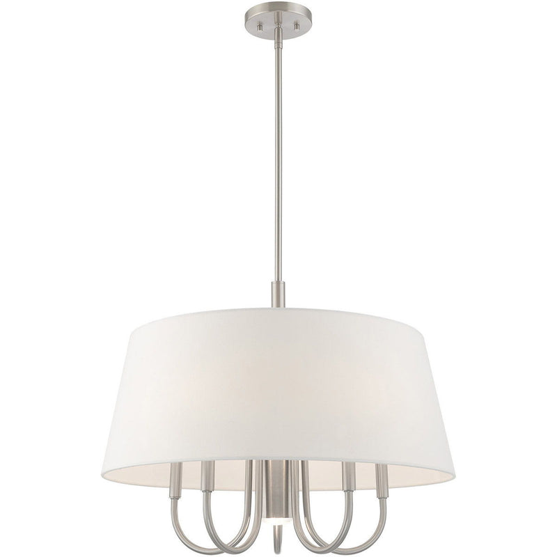 22" 6 Light Dimmable Chandelier With Shades - Nickel