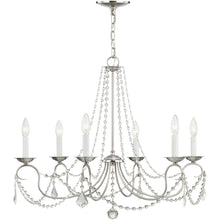 Load image into Gallery viewer, 24" Six Light Dimmable Chandelier With Shades - Nickel

