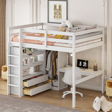 Load image into Gallery viewer, Loft Bed With Built In Wardrobe, Desk, Shelves And Drawers
